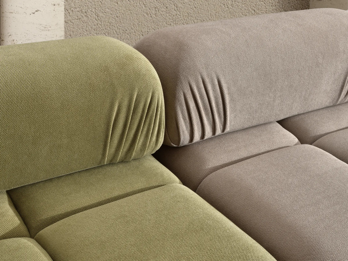 Anchor Modular Seats in Fern Green and Fog Grey - close-up
