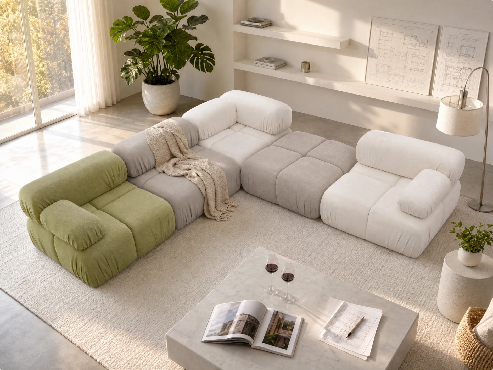 Anchor Modular Sofa mixed-color for a 5-seat configuration
