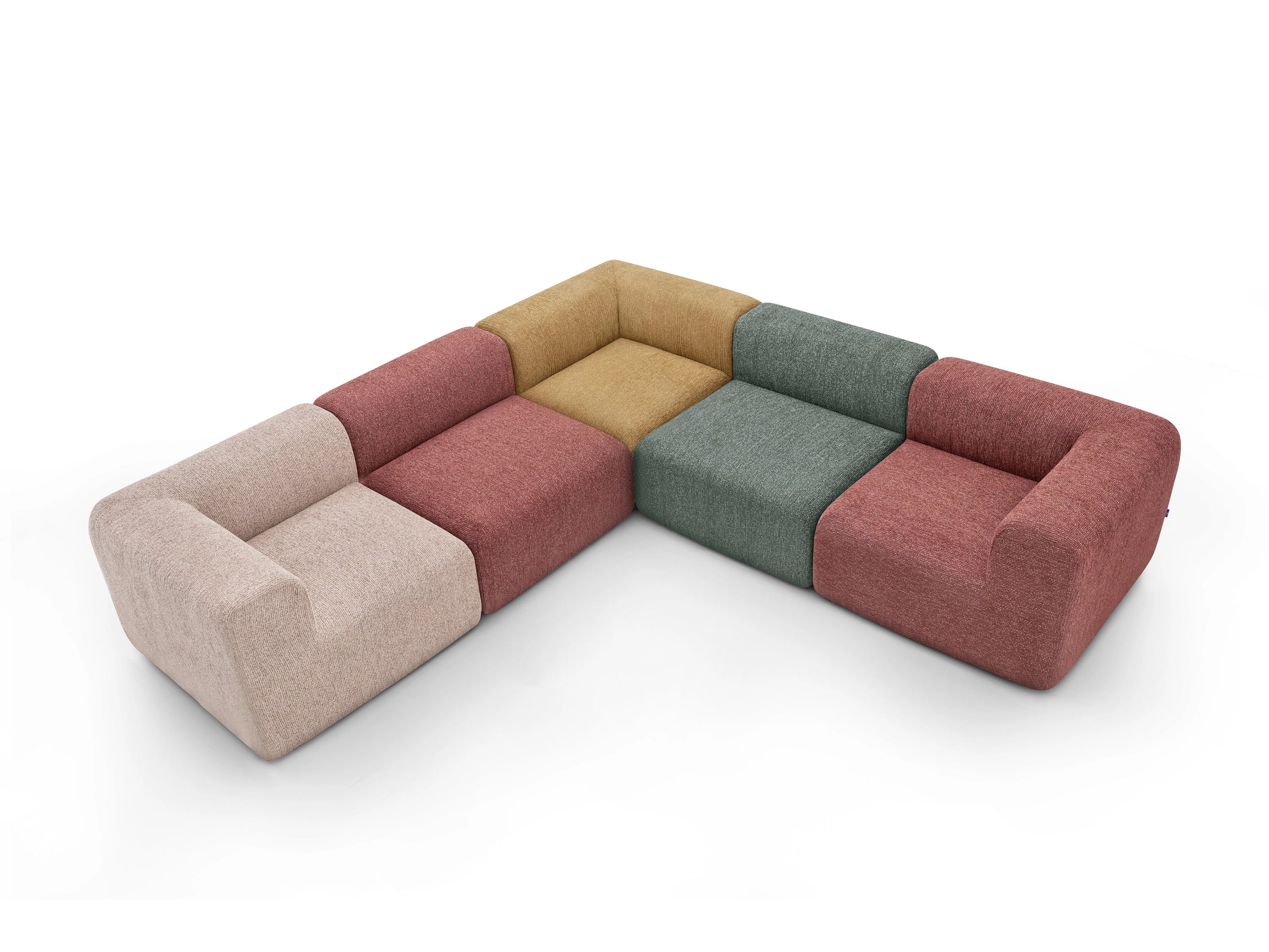 Ridge Modular Sofa for a five-seat L-shaped configuration, angled view