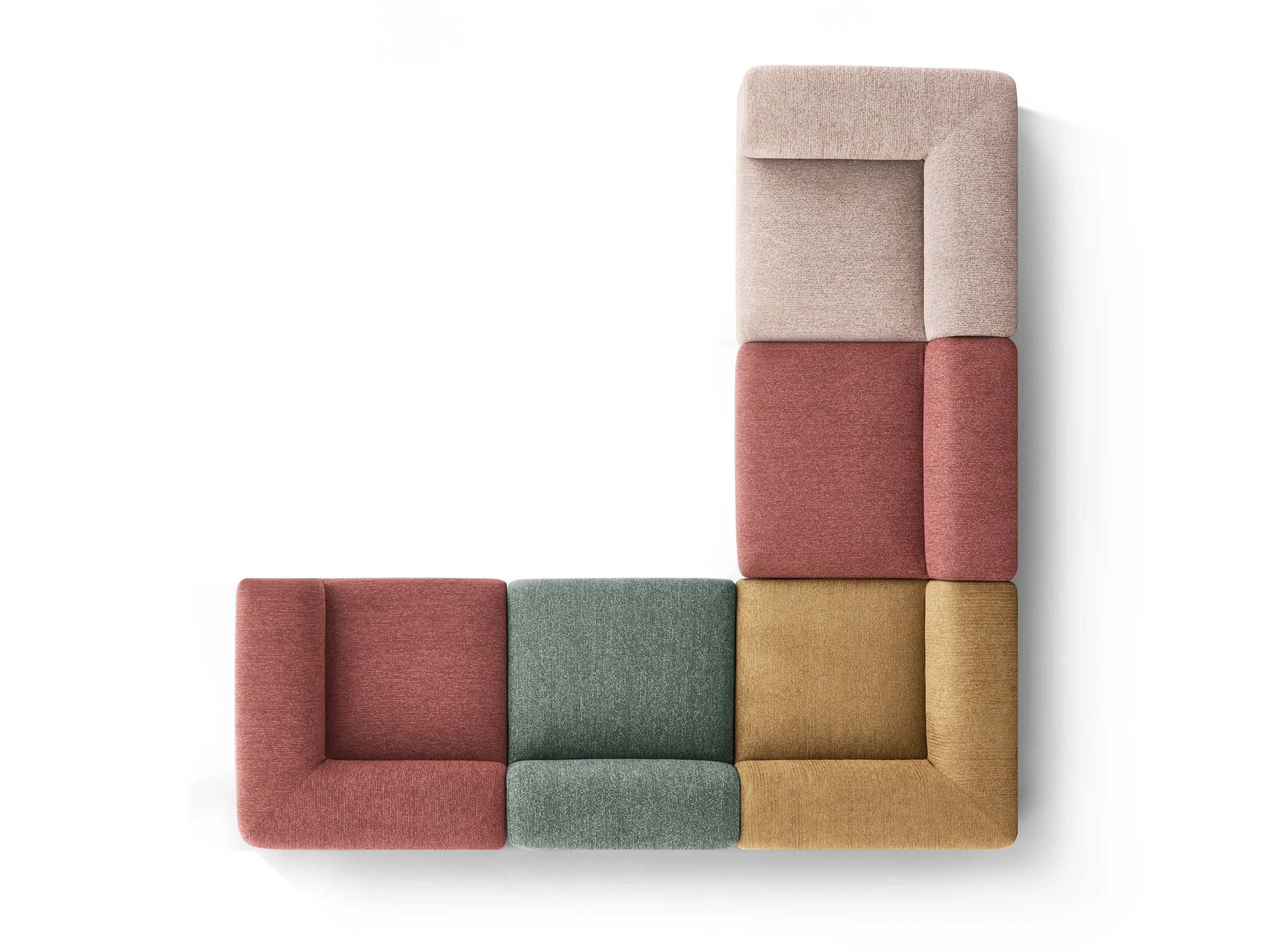 Ridge Modular Sofa for a five-seat L-shaped configuration, top-down view