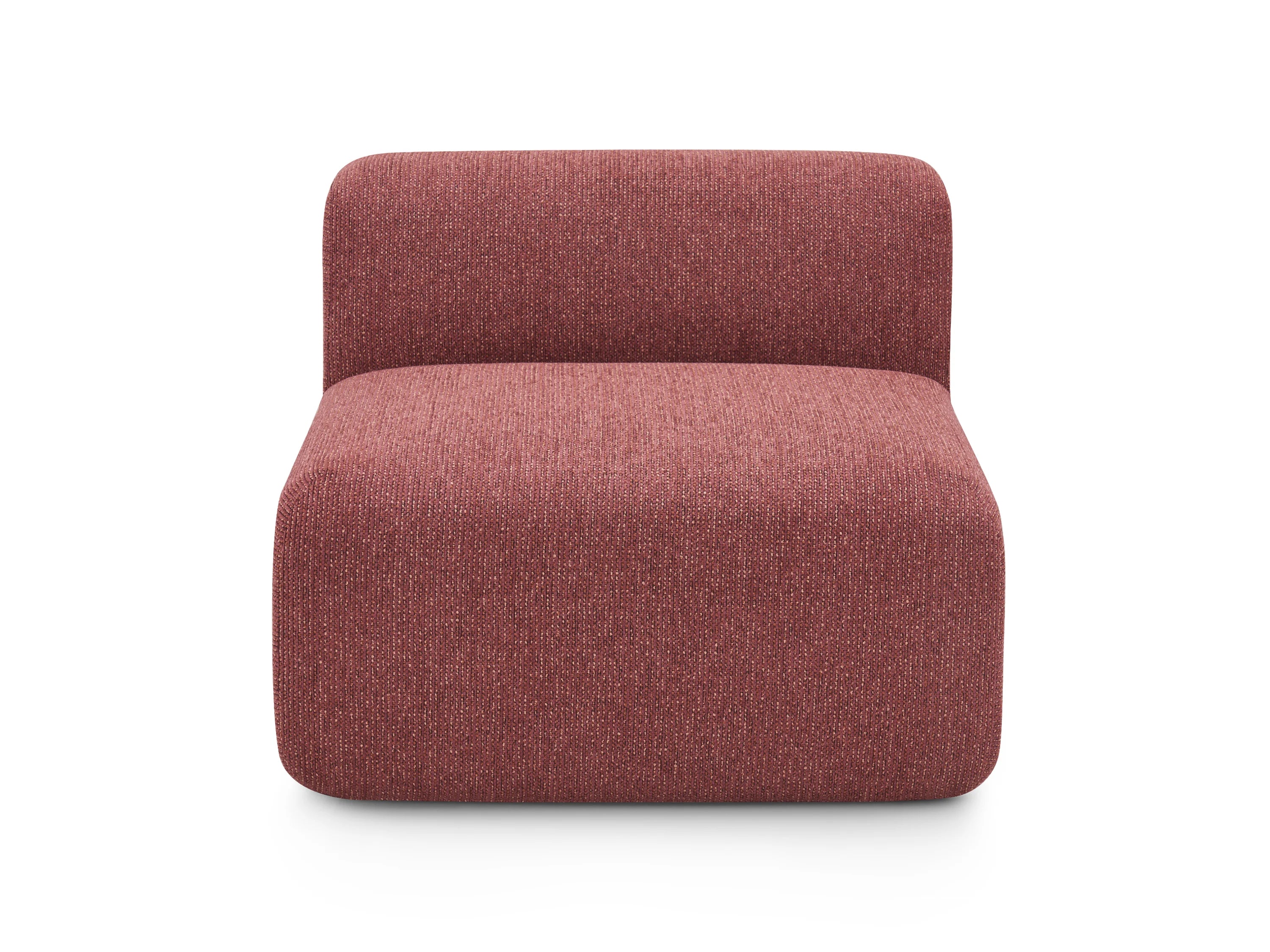 Ridge Armless Seat (Brick Red), front studio view