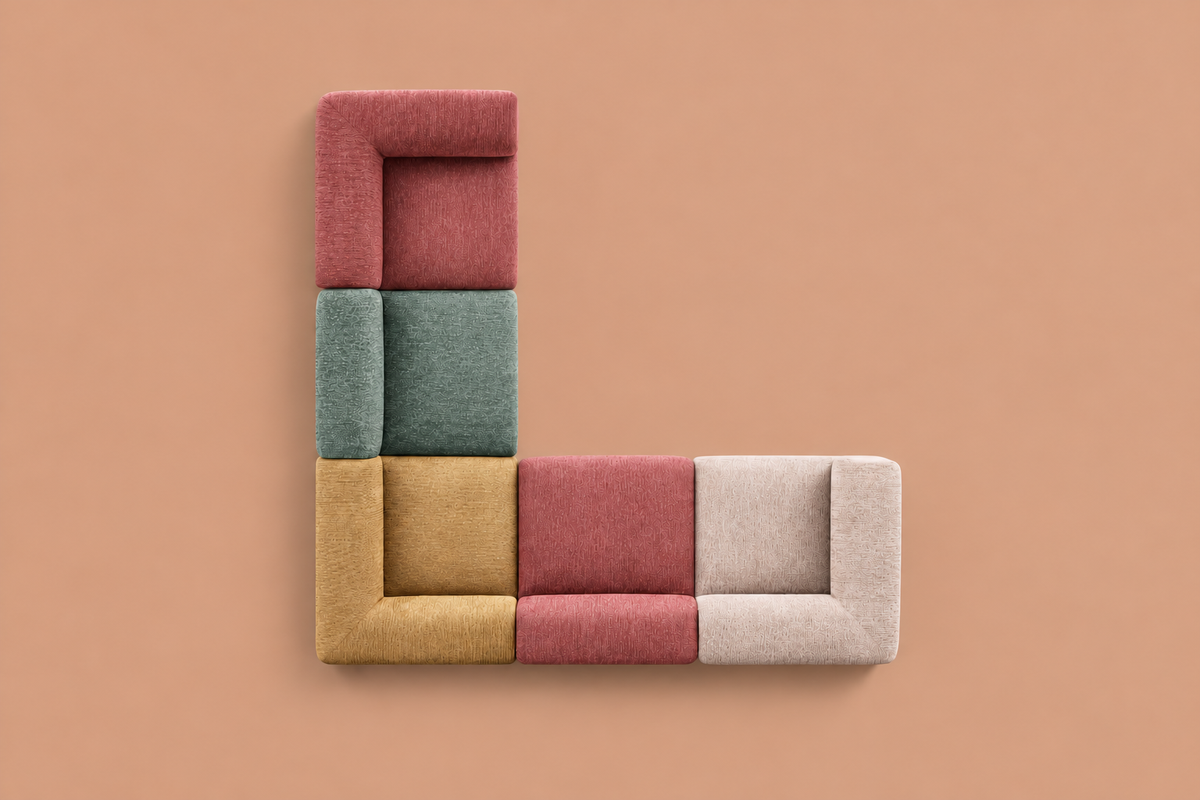 5 seats Corner armless Corner armless Corner brick red moss green turmeric yellow brick red wheat beige